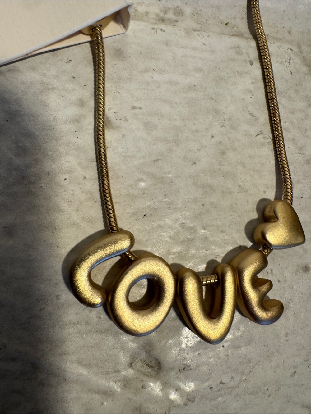 NWT Aerie/American Eagle Gold 'LOVE' Bubble Letter Charm Necklace | Snake Chain